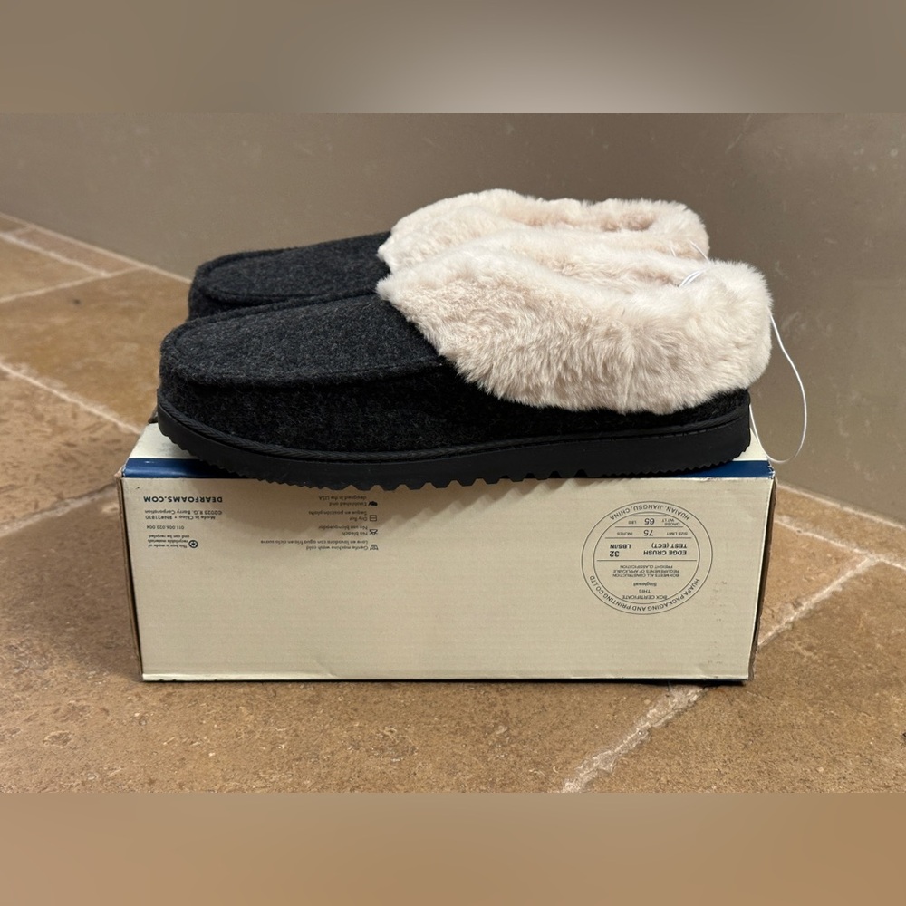 NIB Dearfoams Total Comfort Slippers (black)